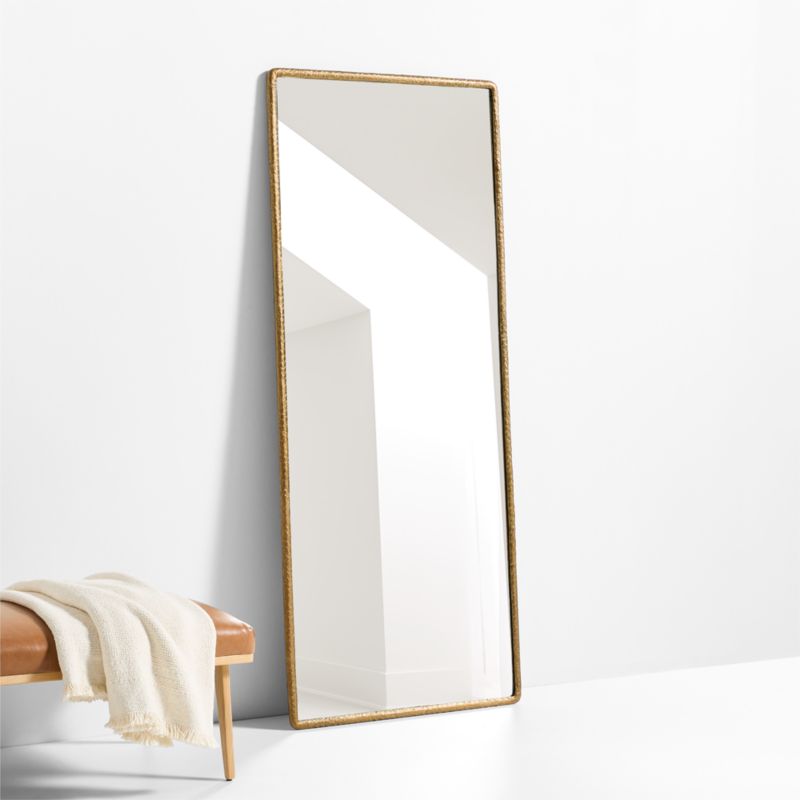 Brass Metal Rectangle Floor Mirror 32'x76'